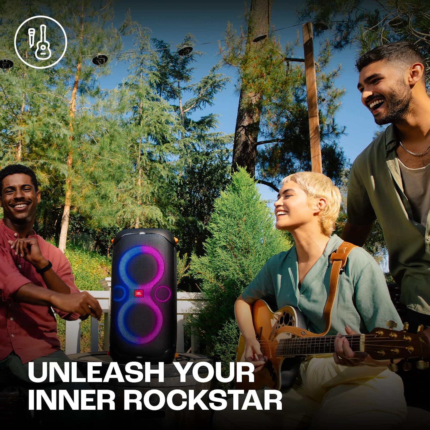 JBL Partybox 110, Wireless Bluetooth Party Speaker, 160W Monstrous Pro Sound, Dynamic Light Show, Upto 12Hrs Playtime, Built-in Powerbank, Guitar & Mic Input, PartyBox App, Splashproof (Black) - View 4