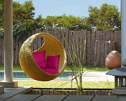 Hanging Swing Chair for Balcony & Living Room | Handwoven Cane Hammock Zula for Adults | Indoor Outdoor Single Seater Jhula | Handmade Rattan Swing Chair (91x46x91 cm) - View 2